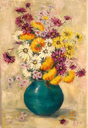 Peinture "Nature morte d'automne", peintre Nadiya Ulyanich huile toile à la Jose Art Gallery