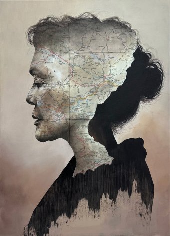 Живопис "Колаж, карта, портрет, настінне мистецтво: історія міграції", живописець Julia Shilo змішана техніка холст в Jose Art Gallery