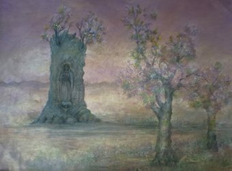 Painting "The Last Garden of Silences" by painter Alberto Thirion pastel paper at Jose Art Gallery