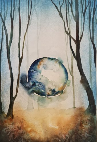 Painting "Echo of a Beginning" by painter Evgenia Smirnova watercolor paper at Jose Art Gallery