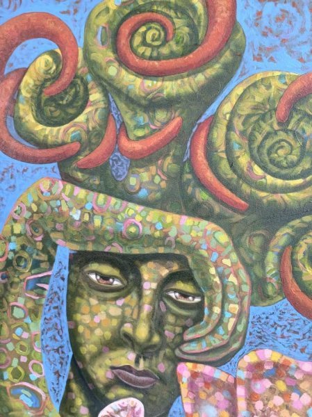 Додаткове зображення 2: Фігуративізм Побутовий Живопис "Сад безкінечного сьогодення", живописець Ernesto Rivera Díaz акрил холст 