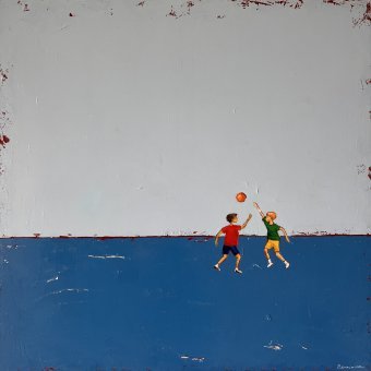 Painting "In the courtyard" by painter Nataliia Zevaikina oil canvas at Jose Art Gallery