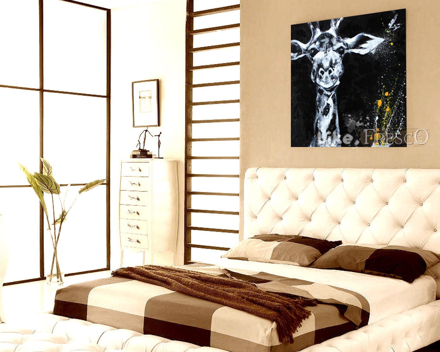 Giraffe. Black and white art. - buy online