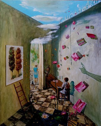 Stanza creativa con un colore nitido