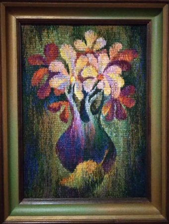 Pintura "Flores", pintor Leo Adam técnica mixta tejido en Jose Art Gallery
