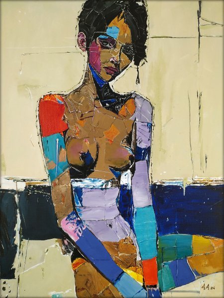 Ekspresjonizm Portret Malarstwo "The Artist's Caprice" malarz Alexander Aksyonov akryl płótno 