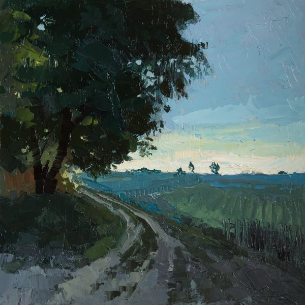 Road into the Blue Distance Painting by Serhii Zavadenko