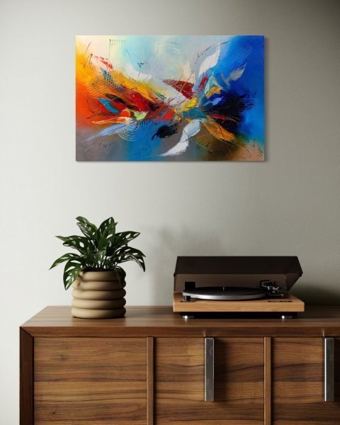 Additional view 1: Abstract Interior Painting Dance of Elements by painter Liubov Kuptsova oil canvas 