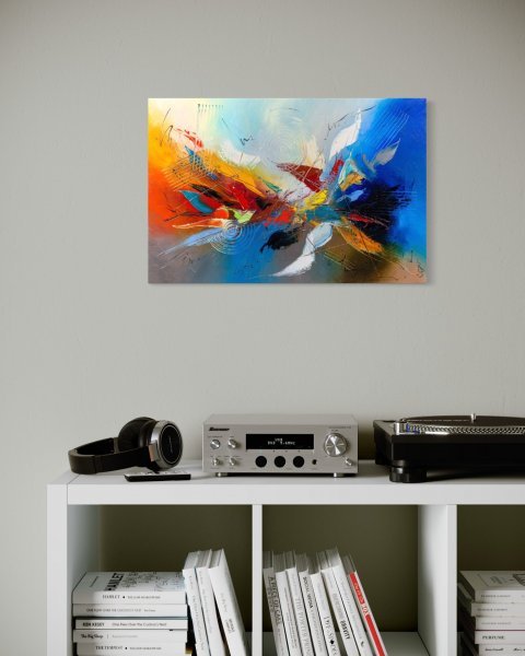 Additional view 2: Abstract Interior Painting Dance of Elements by painter Liubov Kuptsova oil canvas 