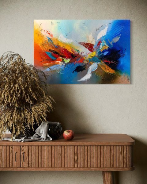 Additional view 3: Abstract Interior Painting Dance of Elements by painter Liubov Kuptsova oil canvas 