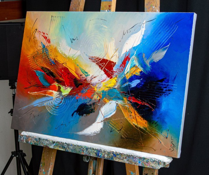 Additional view 5: Abstract Interior Painting Dance of Elements by painter Liubov Kuptsova oil canvas 