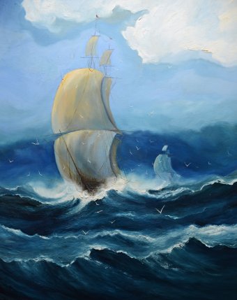 Painting "Storm: The Power of the Sea in an Impressionistic Version" by painter Justyna Kopania oil canvas at Jose Art Gallery
