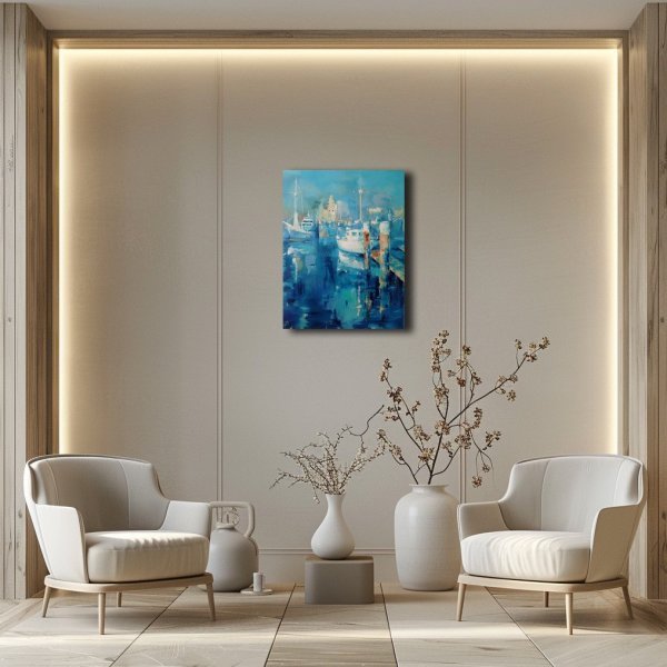 Immagine aggiuntiva 2: Impressionismo Paesaggio marino Pittura "Porto marittimo", pittore Yulianna Tulinova olio tela 