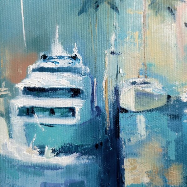 Immagine aggiuntiva 4: Impressionismo Paesaggio marino Pittura "Porto marittimo", pittore Yulianna Tulinova olio tela 