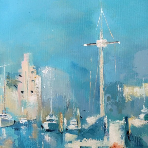 Immagine aggiuntiva 8: Impressionismo Paesaggio marino Pittura "Porto marittimo", pittore Yulianna Tulinova olio tela 