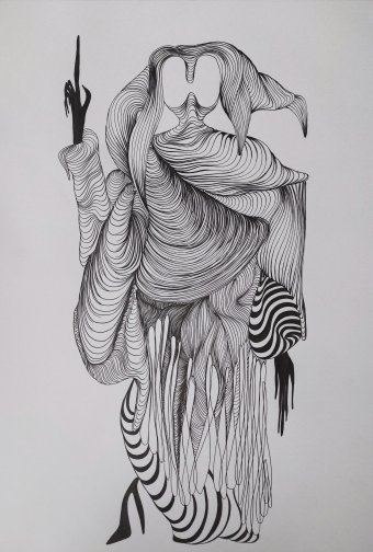 Gráfico "Los ojos del miedo están muy abiertos", ilustrador Yana Dmitrieva tinta papel en Jose Art Gallery