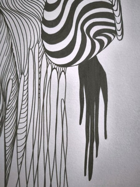Additional view 2: Symbolism Portrait Drawing The Eyes of Fear Are Wide by illustrator Yana Dmitrieva ink paper 