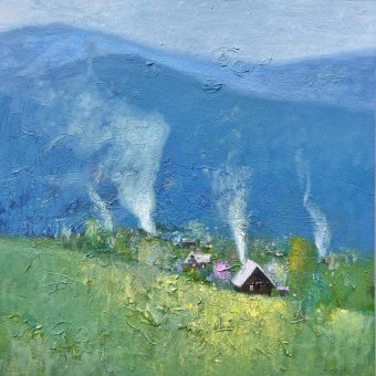 Живопись "Spring in the Carpathians", живописец Andrii Kovalyk масло бумага в Jose Art Gallery