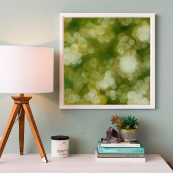 Painting "Sunlight Through Leaves Green: Dreamlike Bokeh Vision" by painter Julia Shilo oil canvas at Jose Art Gallery