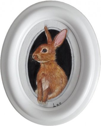 Peinture "Lapin rouge", peintre Nadiya Ulyanich huile toile à la Jose Art Gallery