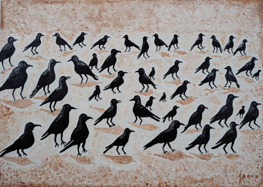 CROWS CROWS AND CROWS Drawing - ANAND MANCHIRAJU