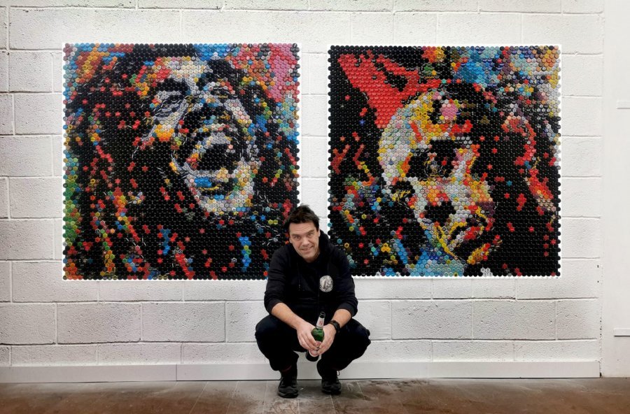 Imagen adicional 1: Abstracción Retrato Escultura "Bob Marley - Un amor", escultor Henning Leuschner Acero 