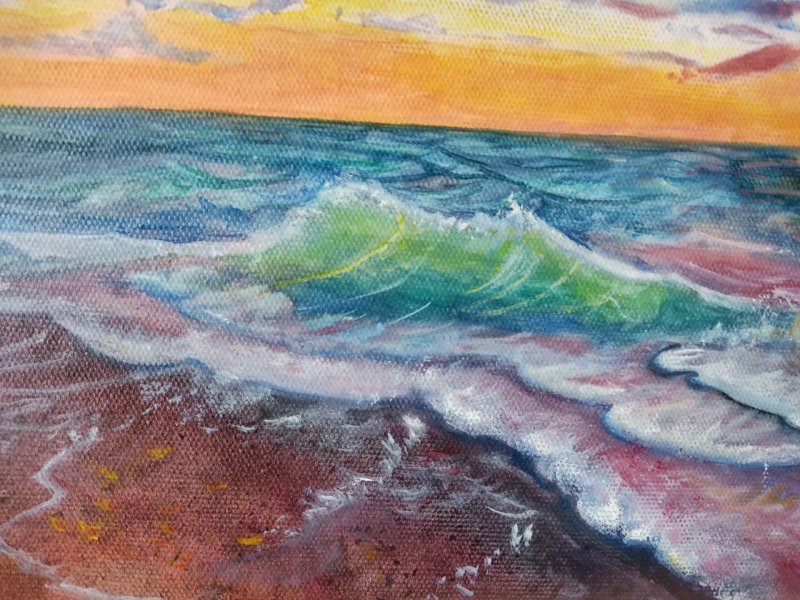 Immagine aggiuntiva 2: Realismo Paesaggio marino Pittura "Tramonto pittoresco", pittore Salome Goglidze olio tela 