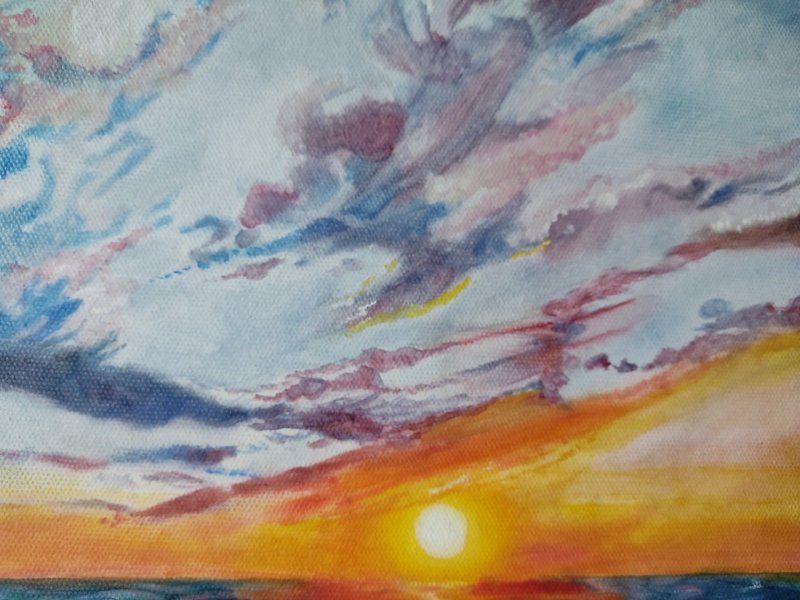 Immagine aggiuntiva 3: Realismo Paesaggio marino Pittura "Tramonto pittoresco", pittore Salome Goglidze olio tela 