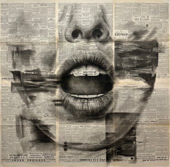 Graphique "Grand portrait au fusain", illustrateur Julia Shilo pastel papier à la Jose Art Gallery