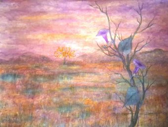 Painting "The Last Gleam of Awakening" by painter Alberto Thirion pastel paper at Jose Art Gallery