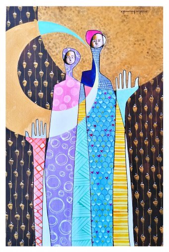 Painting "POINTS OF LIGHT" by painter Emanuele Bevilacqua ink paper at Jose Art Gallery