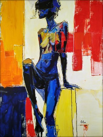 Peinture "Peeking Backstage", peintre Alexander Aksyonov acrylique toile à la Jose Art Gallery