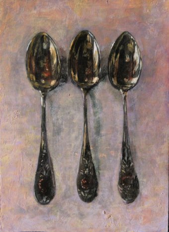 Живопись "Три маленькие ложки общности и единства", живописец Lochter Andreas масло картон в Jose Art Gallery
