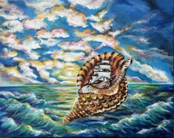 Painting "Feeling of security" by painter Olena Stadnikova acrylic canvas at Jose Art Gallery