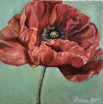 Pittura "Sussurro dell'alba scarlatta", pittore Tatiana Oskina olio tela alla Jose Art Gallery