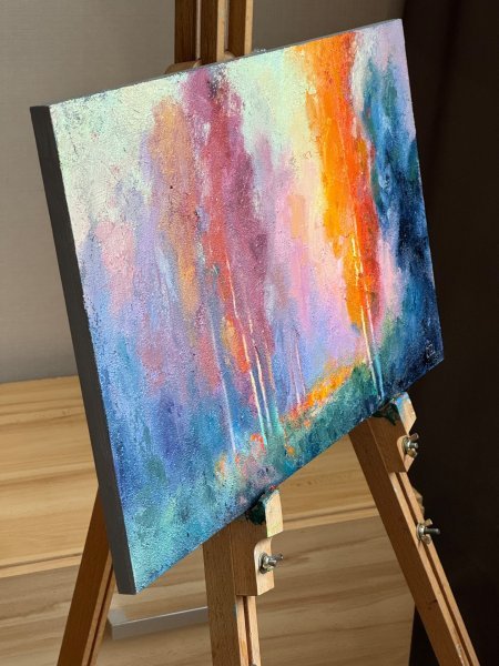 Immagine aggiuntiva 1: Impressionismo Paesaggio Pittura "Fire and Mist", pittore Daria Zavadenko olio legno 