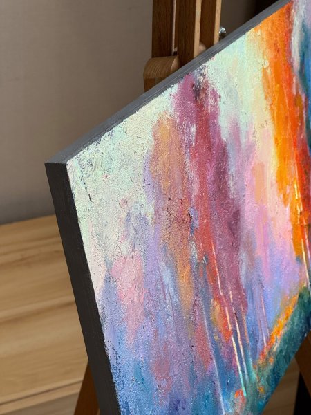 Immagine aggiuntiva 2: Impressionismo Paesaggio Pittura "Fire and Mist", pittore Daria Zavadenko olio legno 