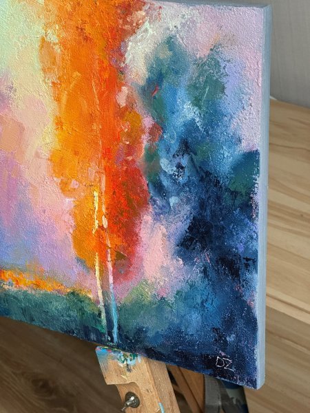 Immagine aggiuntiva 4: Impressionismo Paesaggio Pittura "Fire and Mist", pittore Daria Zavadenko olio legno 