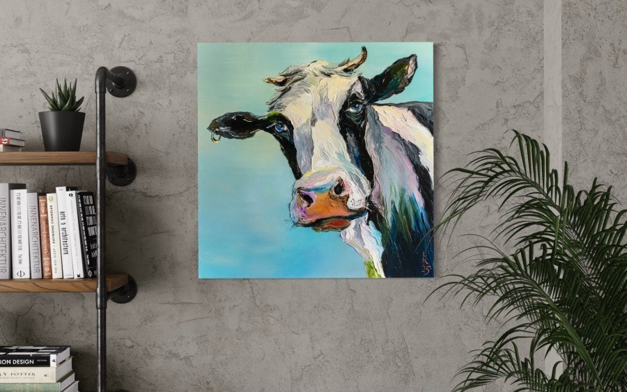 Additional view 2: Figurative Animal Painting Blue-Eyed Beauty by painter Liubov Kuptsova oil canvas 