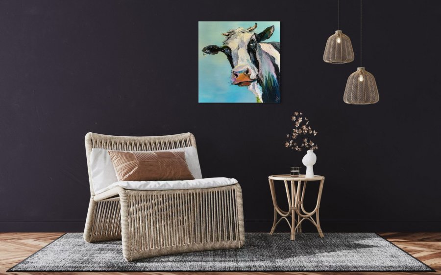 Additional view 4: Figurative Animal Painting Blue-Eyed Beauty by painter Liubov Kuptsova oil canvas 