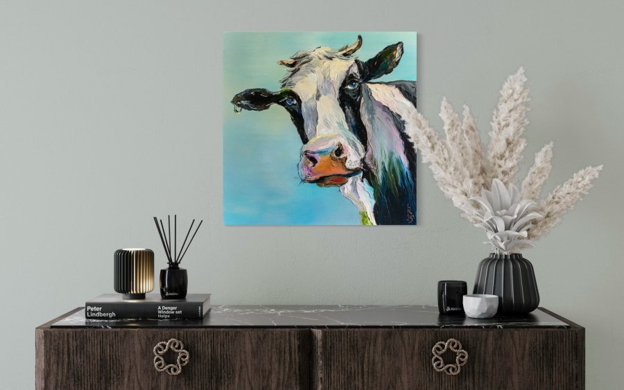 Additional view 5: Figurative Animal Painting Blue-Eyed Beauty by painter Liubov Kuptsova oil canvas 