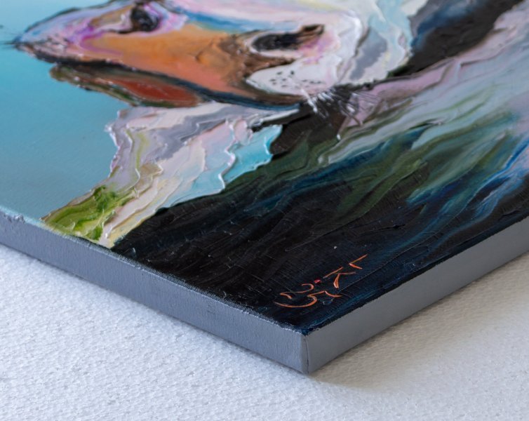 Additional view 8: Figurative Animal Painting Blue-Eyed Beauty by painter Liubov Kuptsova oil canvas 