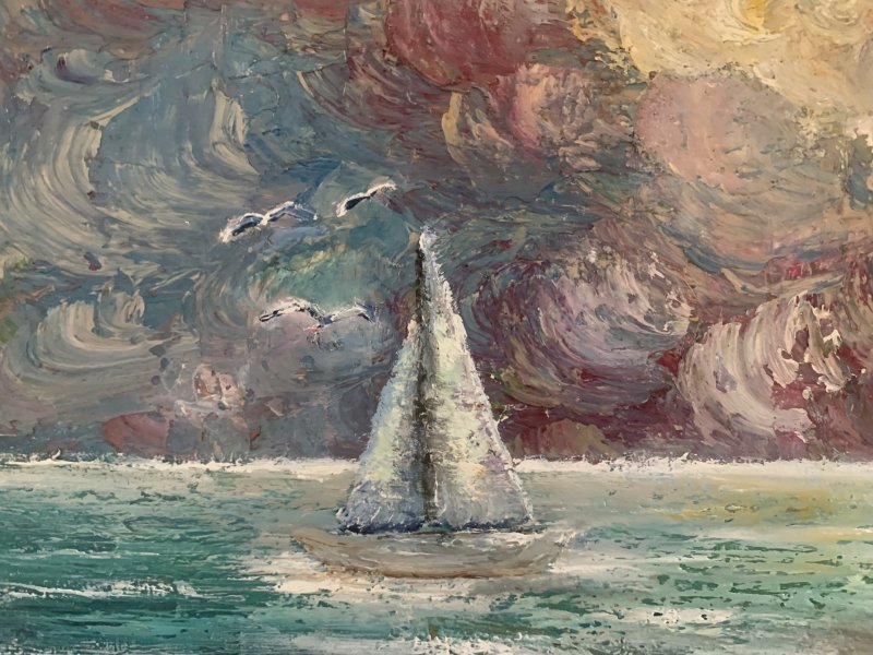 Additional view 2: Contemporary Art Marine Art Painting Silent waves by painter Dora Kalinova oil canvas 