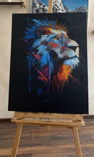 Additional view 1: Abstract Animal Painting Lion (Collection Piece #2) by painter Anna Tasheva oil canvas 