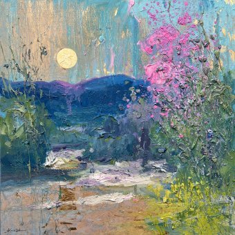 Живопись "Spring Silence Under the Moon", живописец Andrii Kovalyk масло бумага в Jose Art Gallery