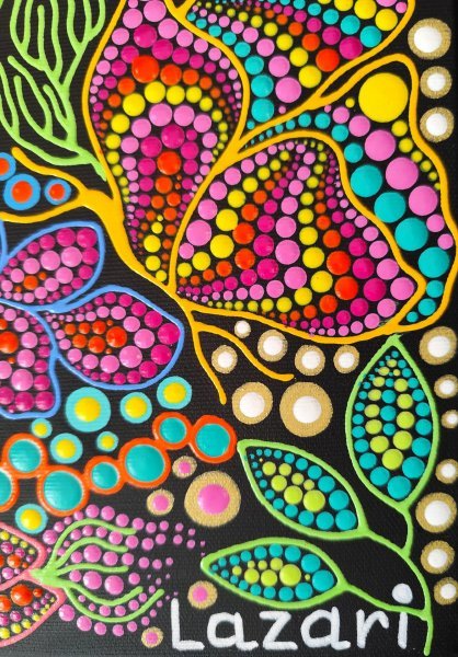 Additional view 2: Expressionism Flower Painting Butterfly in Bloom by painter Oxana Lazari acrylic canvas 