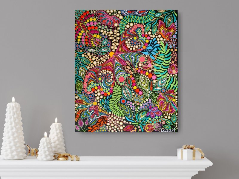 Additional view 8: Expressionism Flower Painting Butterfly in Bloom by painter Oxana Lazari acrylic canvas 