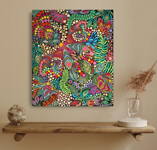 Additional view 10: Expressionism Flower Painting Butterfly in Bloom by painter Oxana Lazari acrylic canvas 