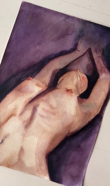 Additional view 1: Realism Nude Painting Act One: Realism and the Beauty of Women by painter Agnes watercolor paper 