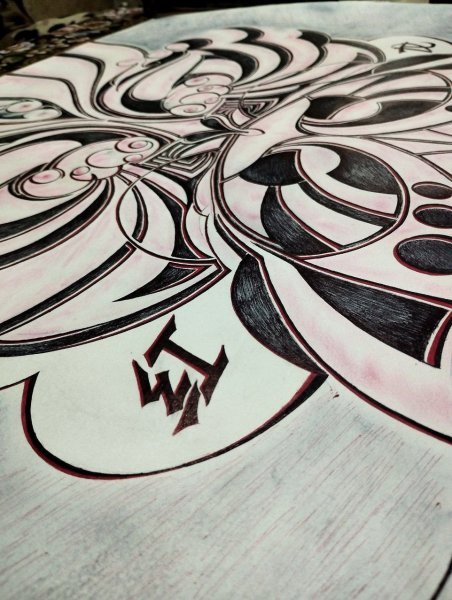 Additional view 3: Contemporary Art Mythological Drawing Red Dragon by illustrator NINsNZ pen paper 